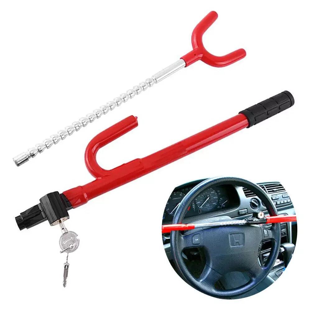 Steering Wheel Lock Twin Hooks Anti Theft Universal Car Security Lock With 2 Keys Adjustable Length Hook for Car Van Truck SUV