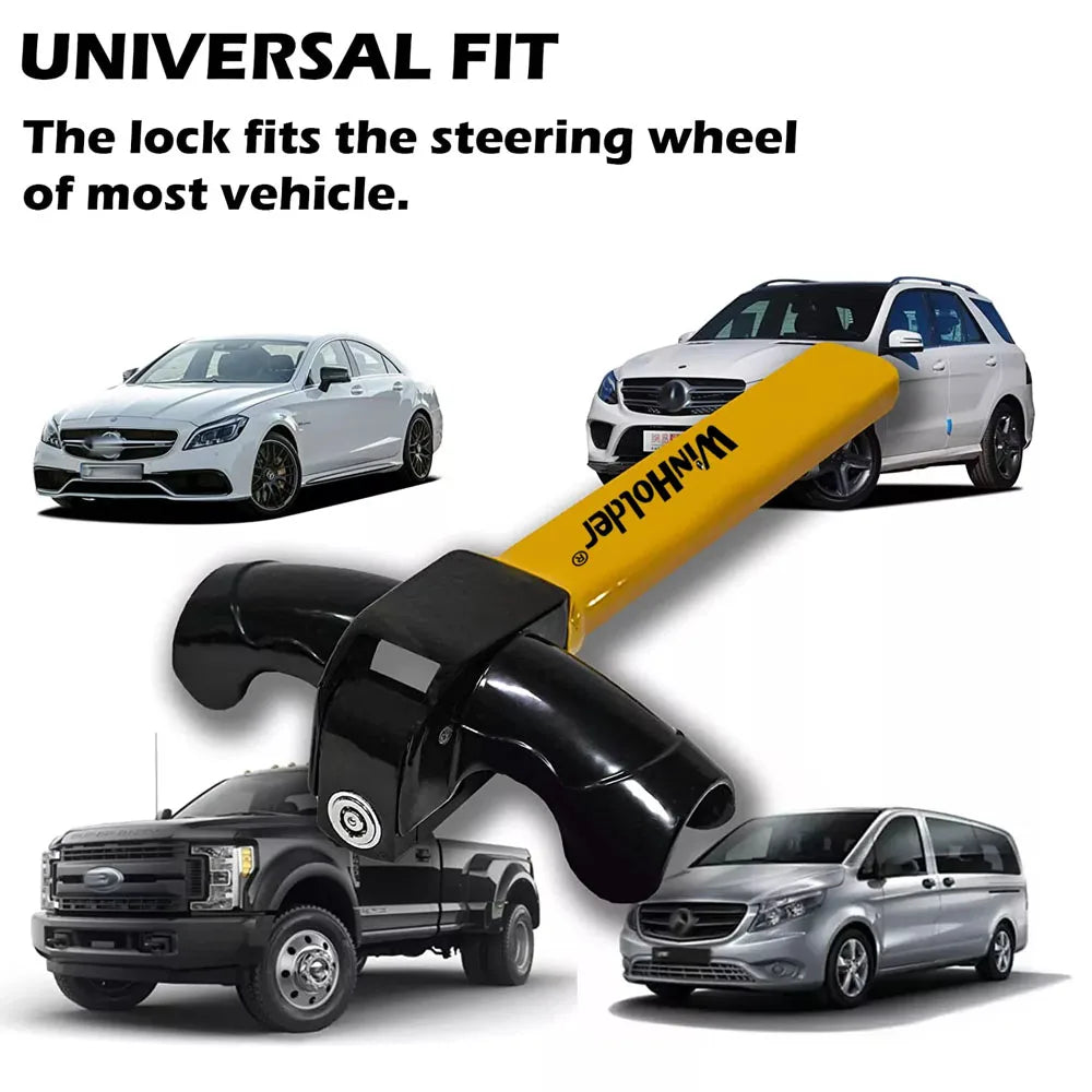 Universal Car Steering Wheel Lock with Keys Security Steering Anti-Theft Stainless T-Bar Steering Wheel Immobiliser