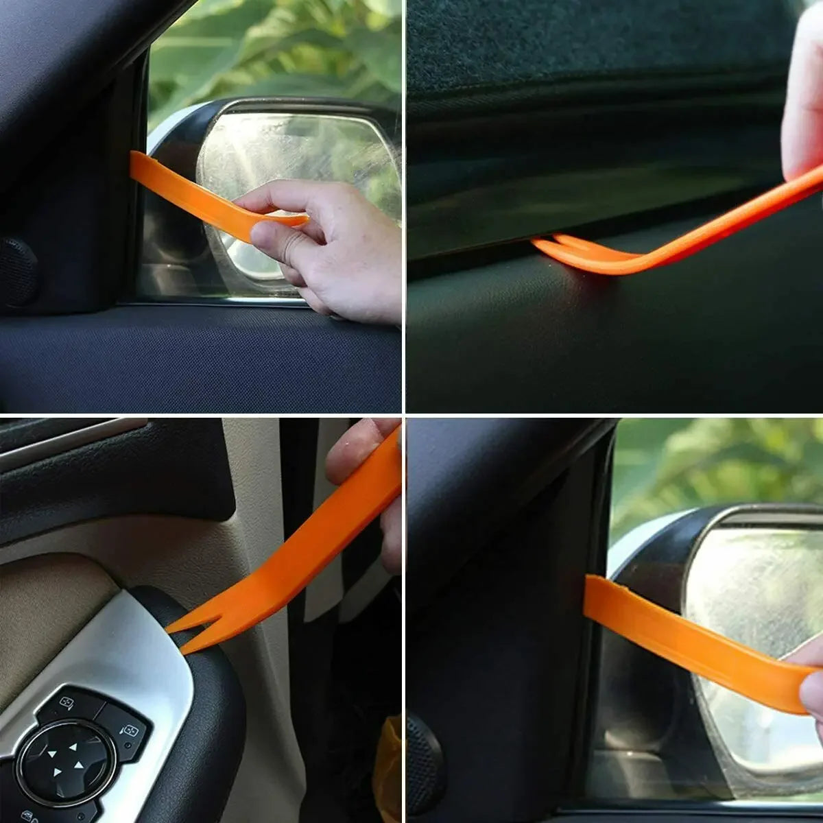 4X CAR TRIM REMOVAL TOOL KIT PANEL DOOR PRY DASH PLASTIC INTERIOR RADIO CLIP SET