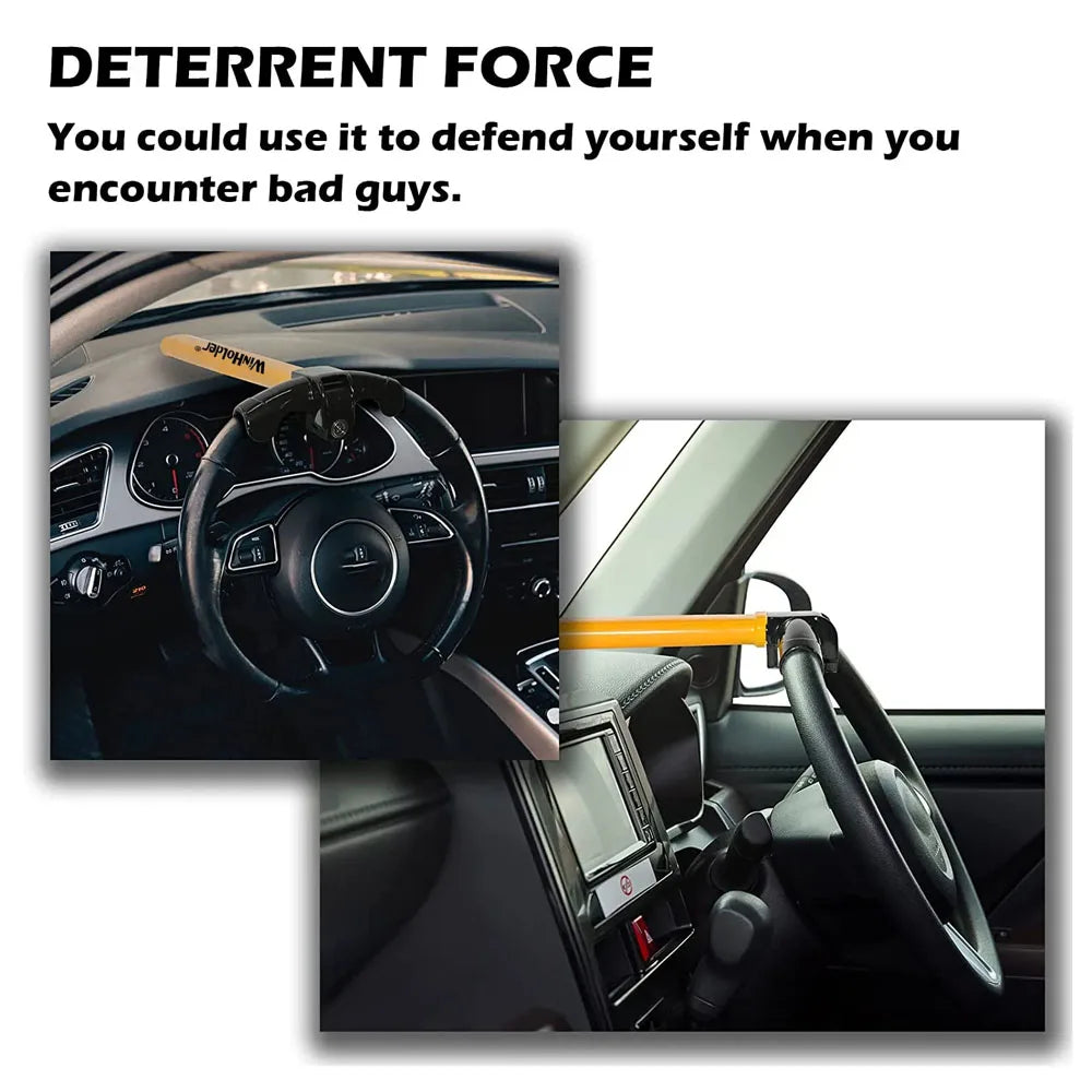 Universal Car Steering Wheel Lock with Keys Security Steering Anti-Theft Stainless T-Bar Steering Wheel Immobiliser