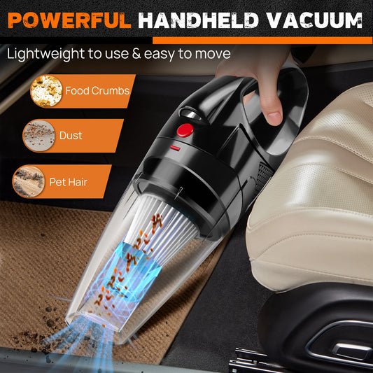 Car Vacuum,Cordless Handheld Vacuum Cleaner Strong Suction Vacuum with LED Light,Portable Hand Vacuum for Home, Pet and Car