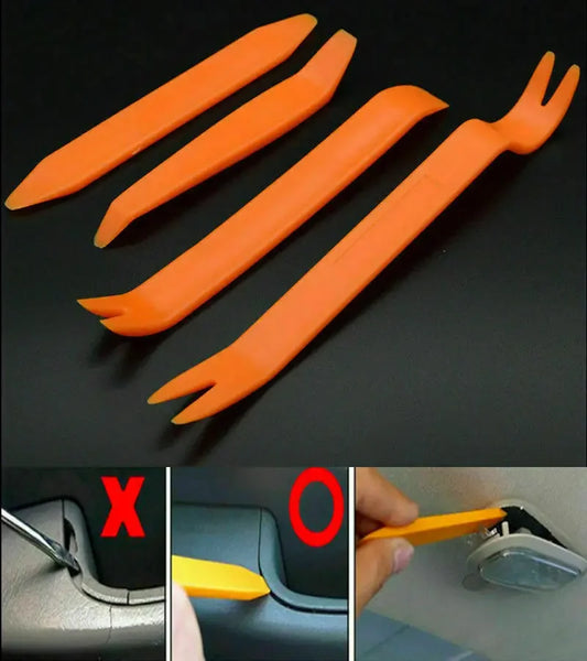 4X CAR TRIM REMOVAL TOOL KIT PANEL DOOR PRY DASH PLASTIC INTERIOR RADIO CLIP SET