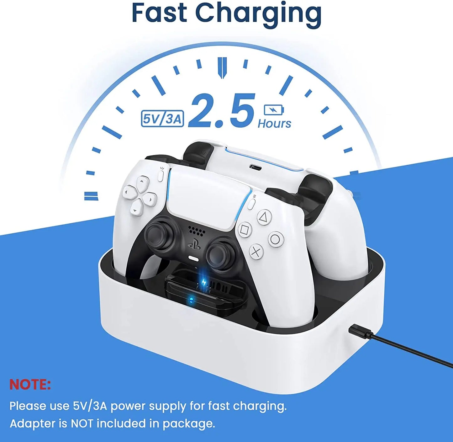 PS5 Controller Charger Station for Playstation 5 Dual for for DualSense Edge Control Fast Charging Dock Stand with Cable