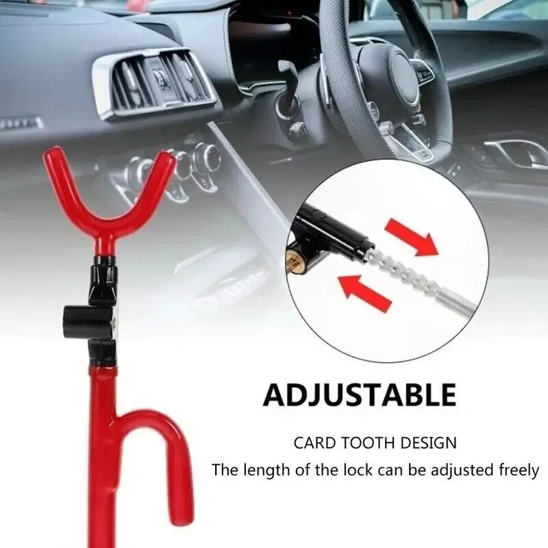 Steering Wheel Lock Twin Hooks Anti Theft Universal Car Security Lock With 2 Keys Adjustable Length Hook for Car Van Truck SUV