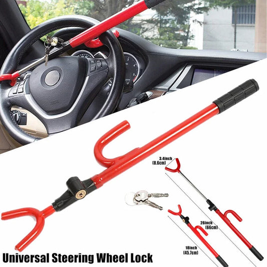 Steering Wheel Lock Twin Hooks Anti Theft Universal Car Security Lock With 2 Keys Adjustable Length Hook for Car Van Truck SUV