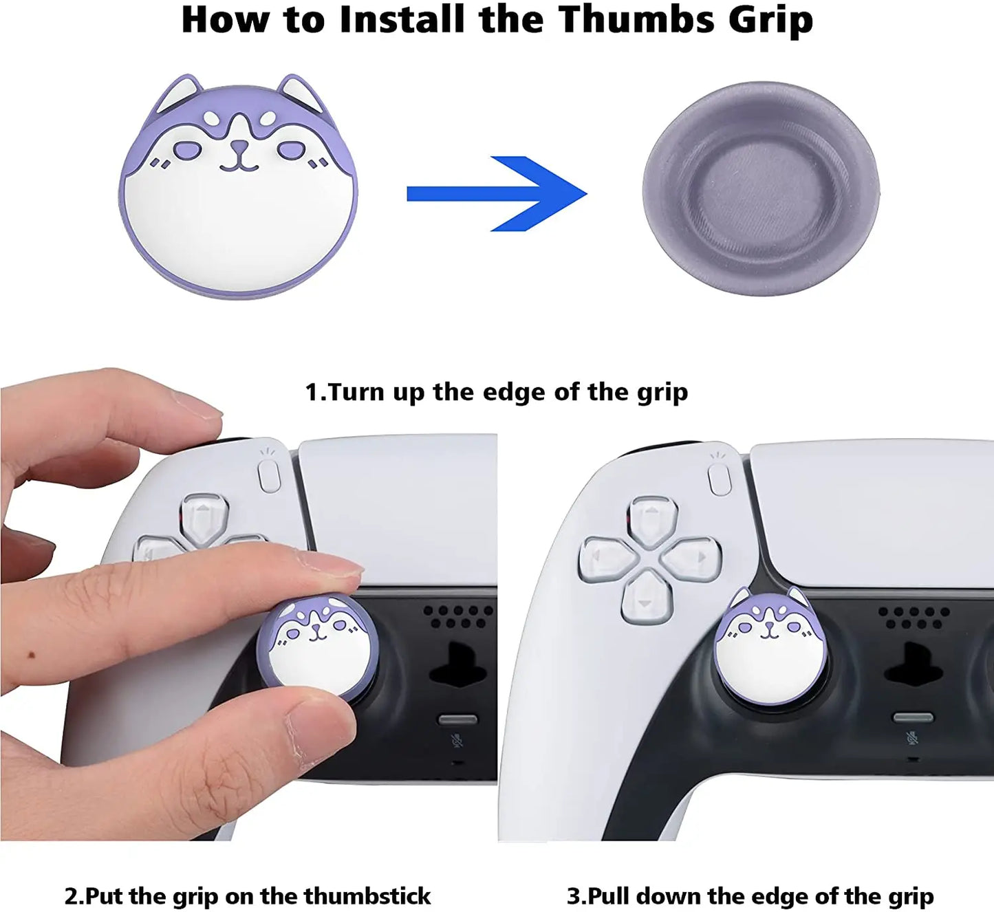 PlayVital Cute Thumb Grips Joystick Caps Thumbstick Cover for ps5/4, for Xbox Series X/S & Xbox One, for Switch Pro Controller